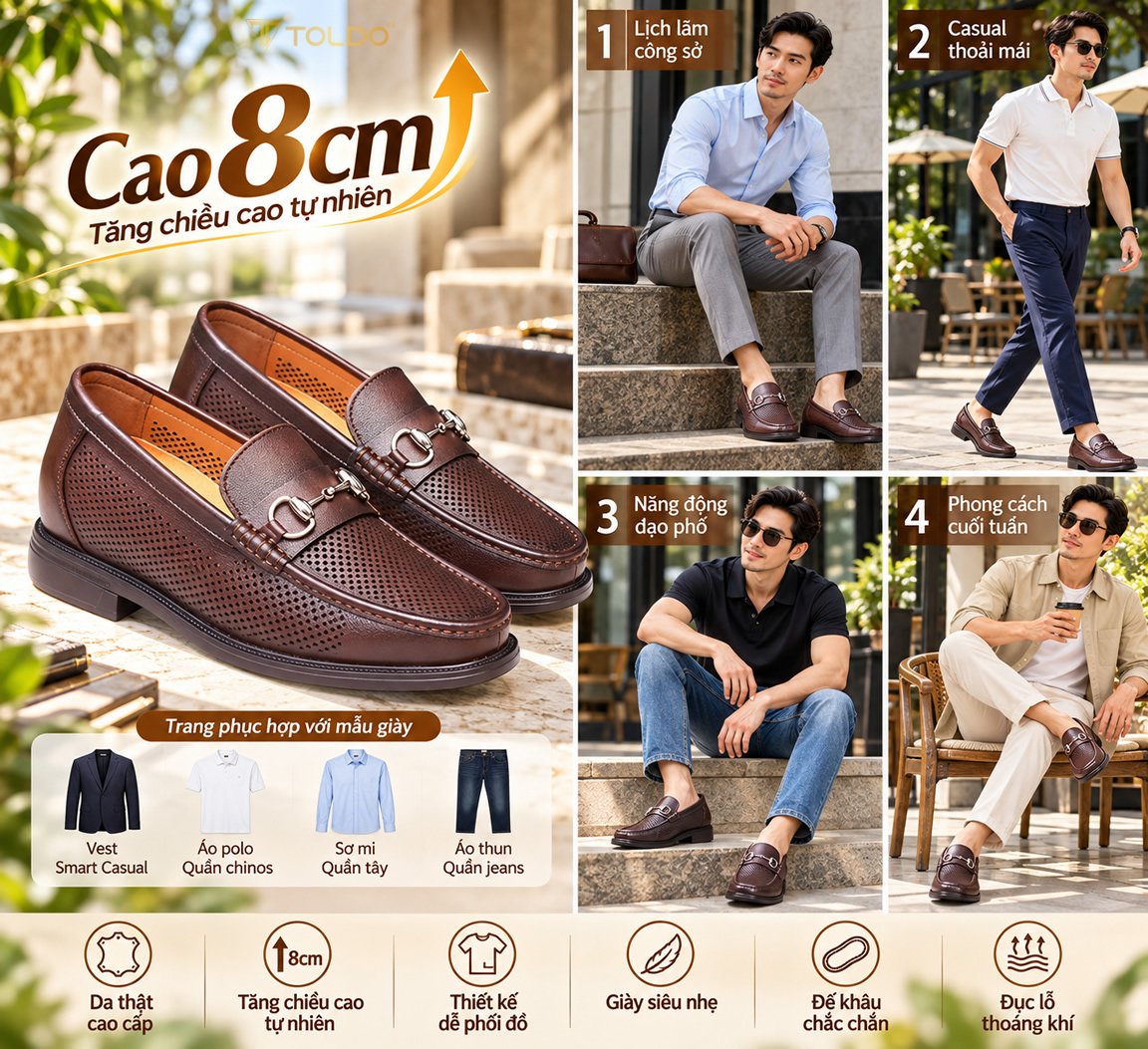 Giày cao 8cm đục lỗ thoáng khí siêu nhẹ 3